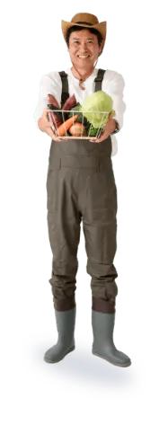 農作業服を着ている人