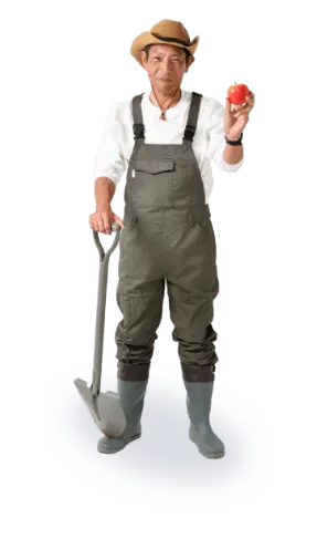 農作業服を着ている人